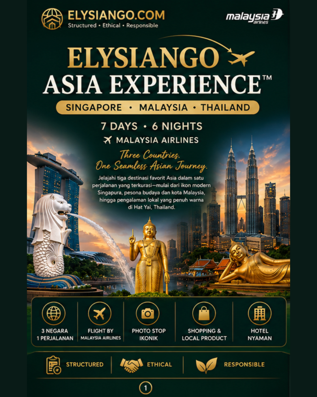 7D6N Wonderful 3 Countries Asia Experience™ | Singapore • Malaysia • Thailand | Malaysia Airlines | August – September 2026