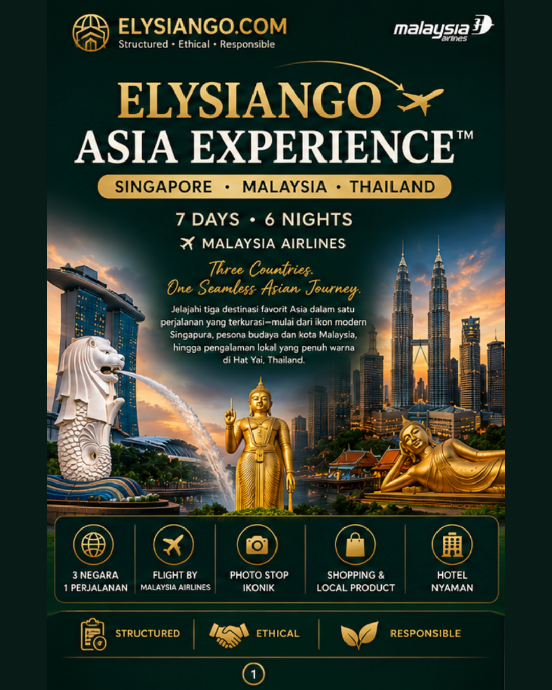 7D6N Wonderful 3 Countries Asia Experience™ | Singapore • Malaysia • Thailand | Malaysia Airlines | August – September 2026