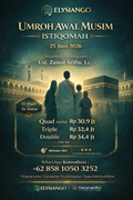Umroh Awal Musim Istiqomah 11 Hari | 25 Juni 2026 – Dibimbing Ust. Zainal Arifin, Lc. | ELYSIANGO × HaramainKU