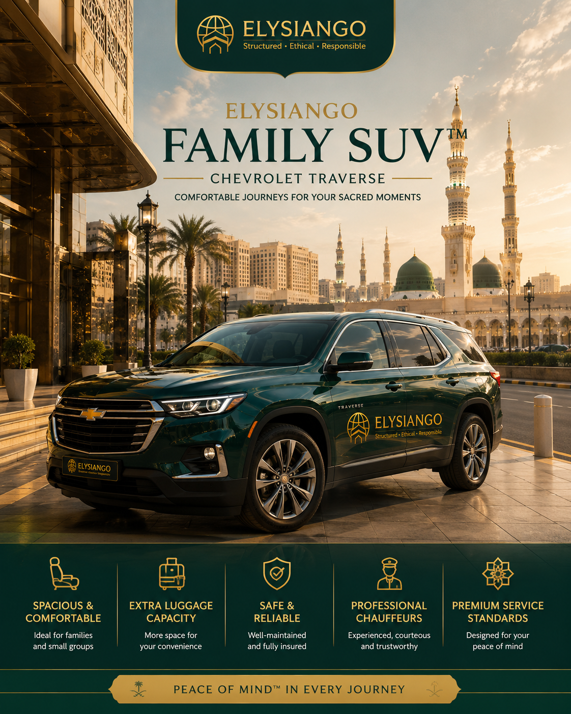 ELYSIANGO Family SUV™ | Jeddah Airport (JED) → Madinah Hotel | Private Airport Transfer