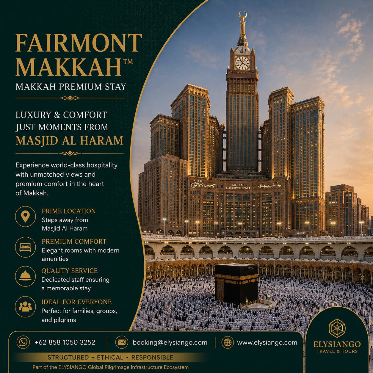 ELYSIANGO Fairmont Makkah™ | Makkah Premium Stay