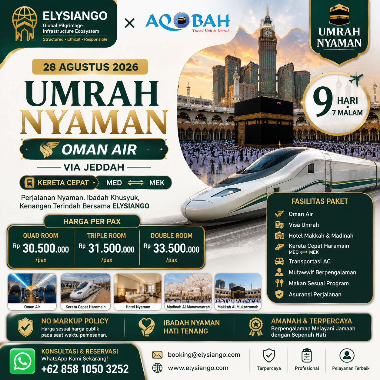 ELYSIANGO × AQOBAH | Umrah Nyaman Oman Air | 9D7N