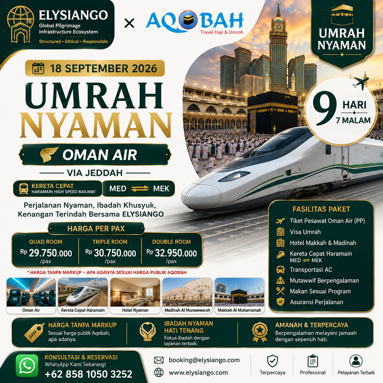 ELYSIANGO × AQOBAH | Umrah Nyaman Oman Air | 9D7N