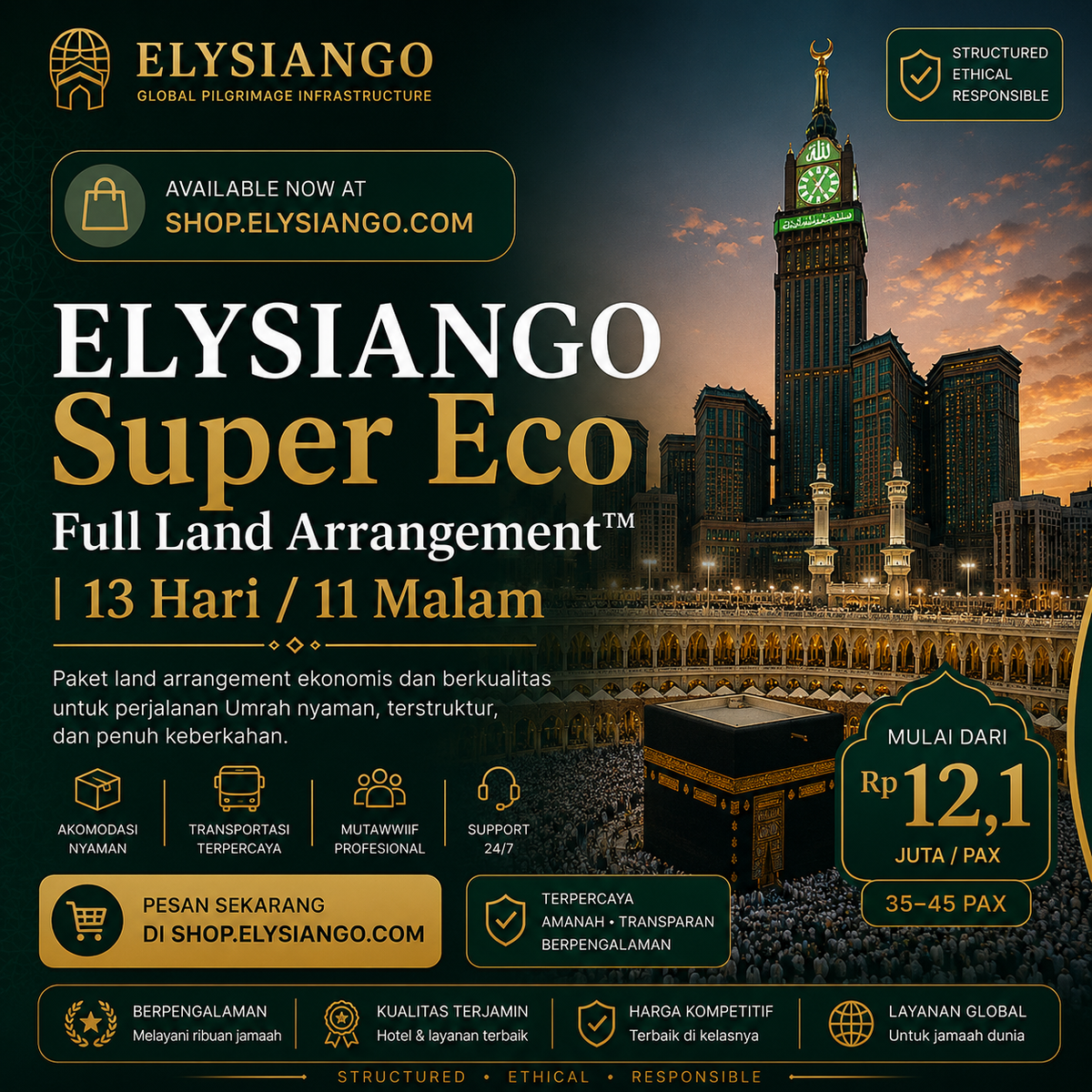 ELYSIANGO Super Eco Full Land Arrangement™ | 13 Hari / 11 Malam