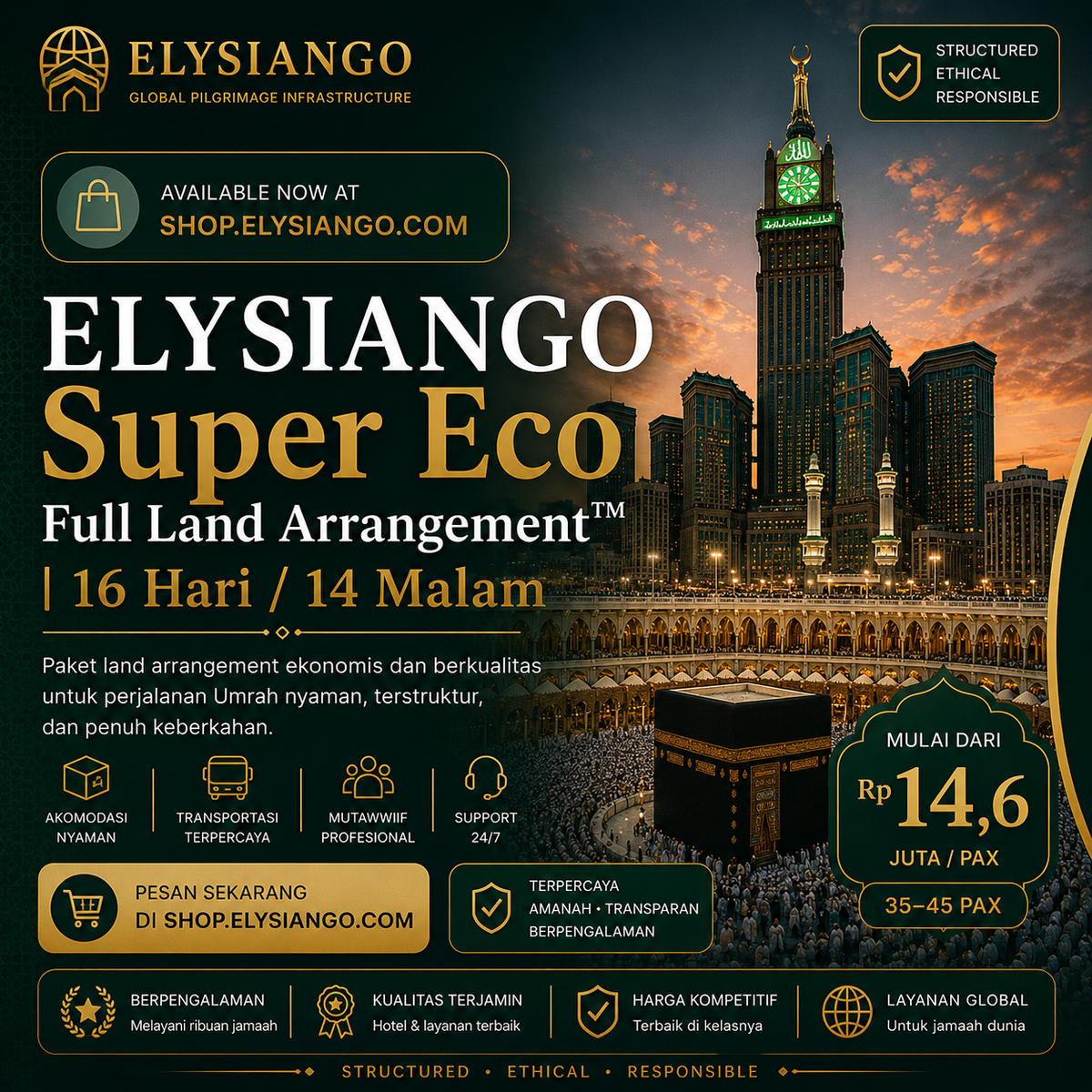 ELYSIANGO Super Eco Full Land Arrangement™ | 16 Hari / 14 Malam