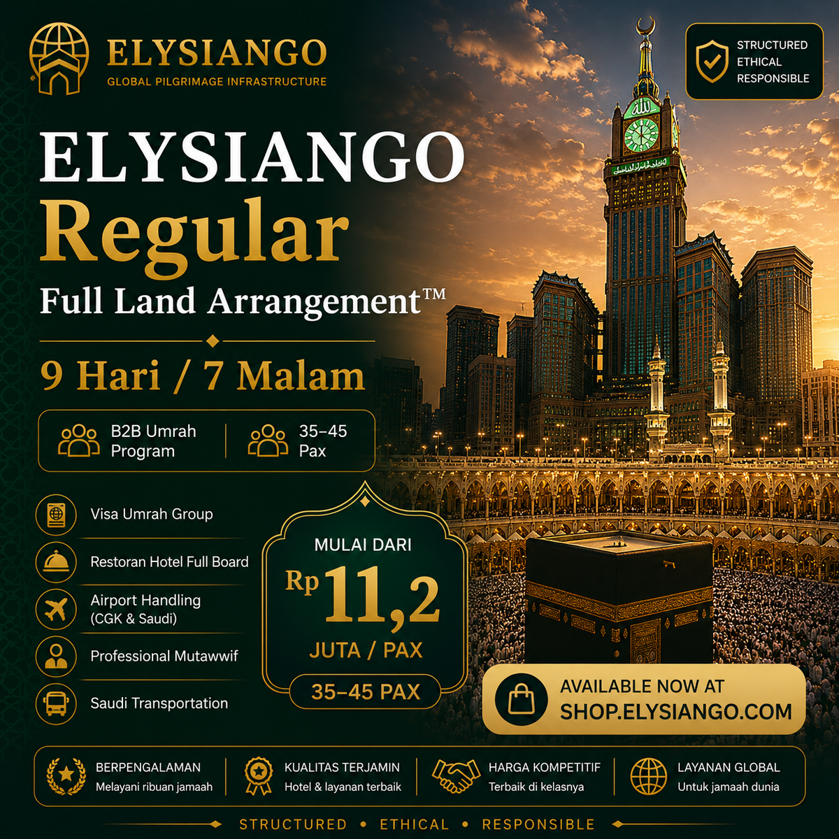 ELYSIANGO Regular Full Land Arrangement™ | 9 Hari / 7 Malam