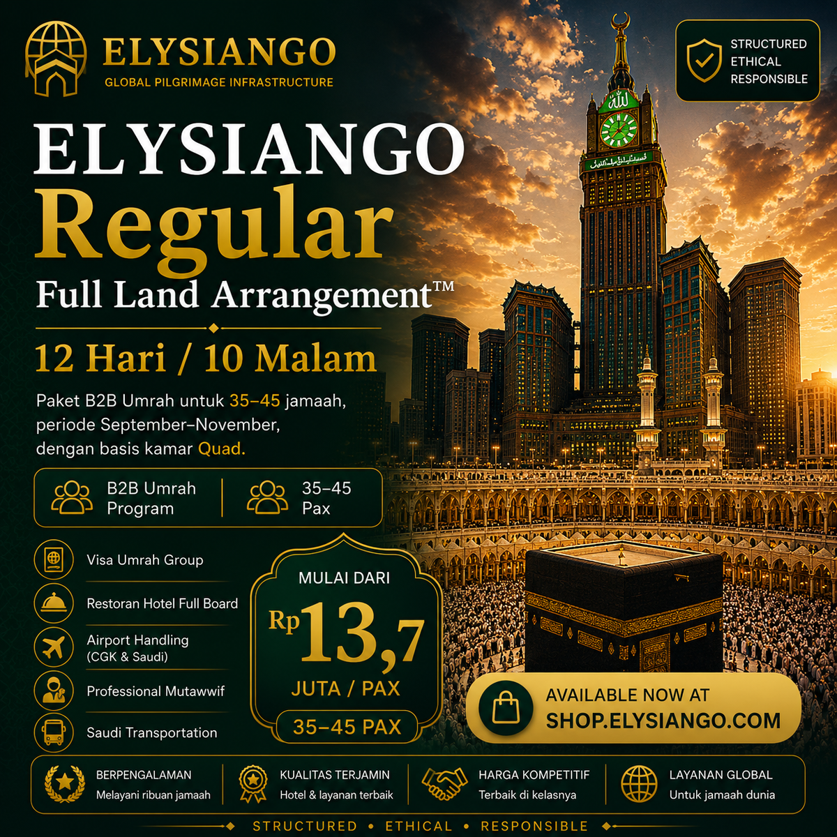 ELYSIANGO Regular Full Land Arrangement™ | 12 Hari / 10 Malam