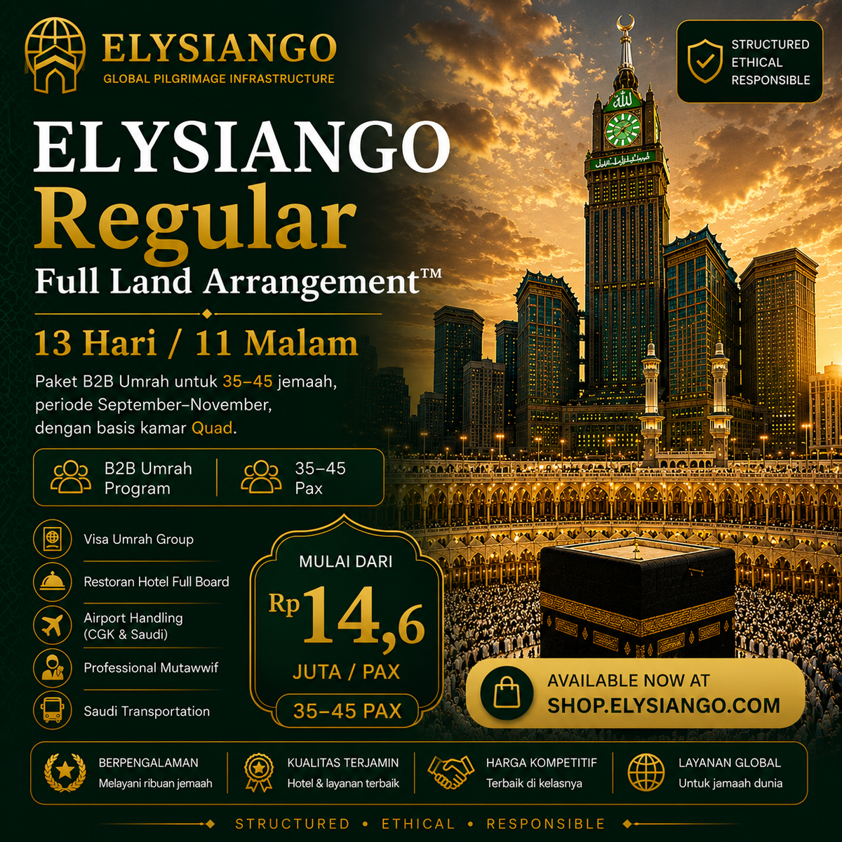 ELYSIANGO Regular Full Land Arrangement™ | 13 Hari / 11 Malam