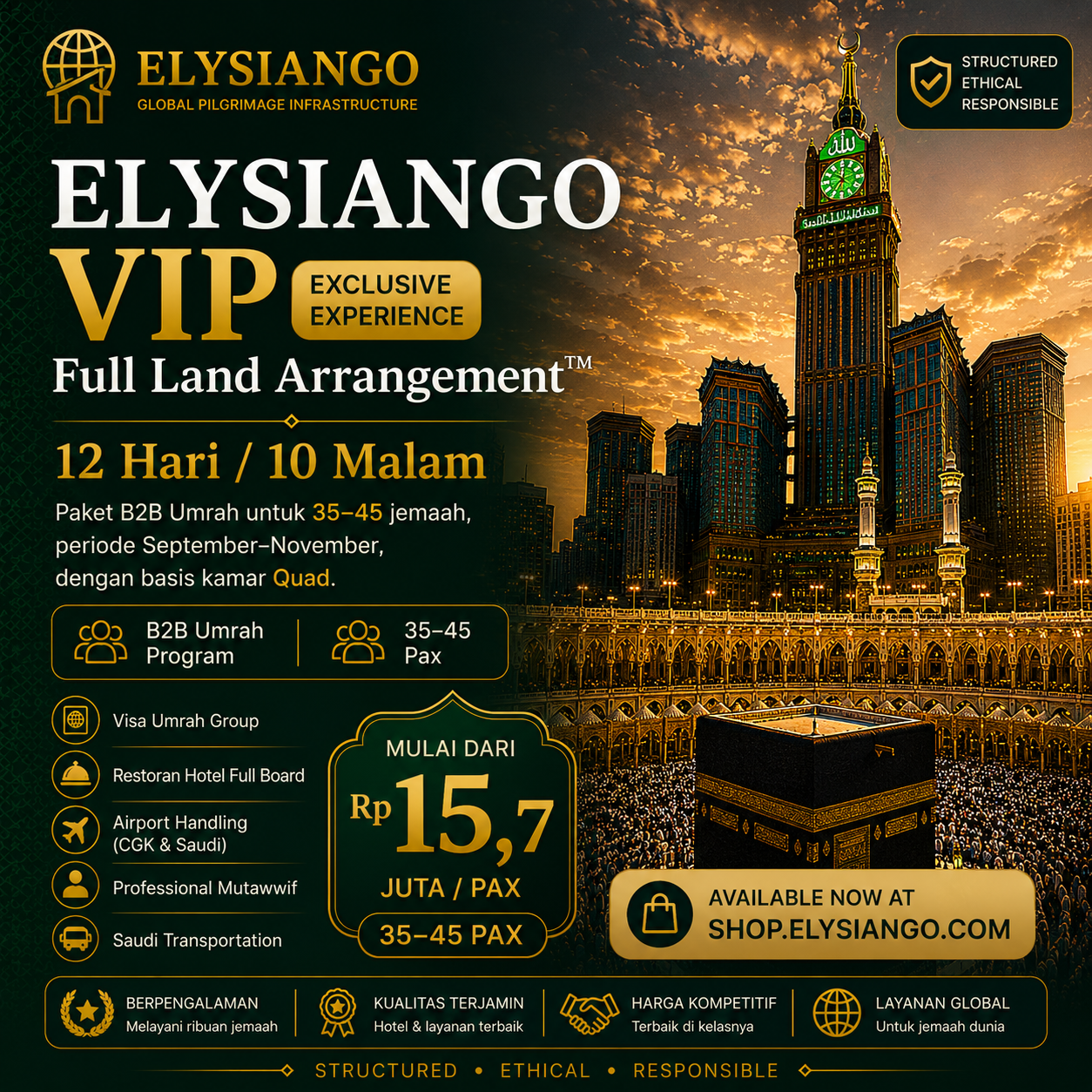 ELYSIANGO VIP Full Land Arrangement™ | 12 Hari / 10 Malam