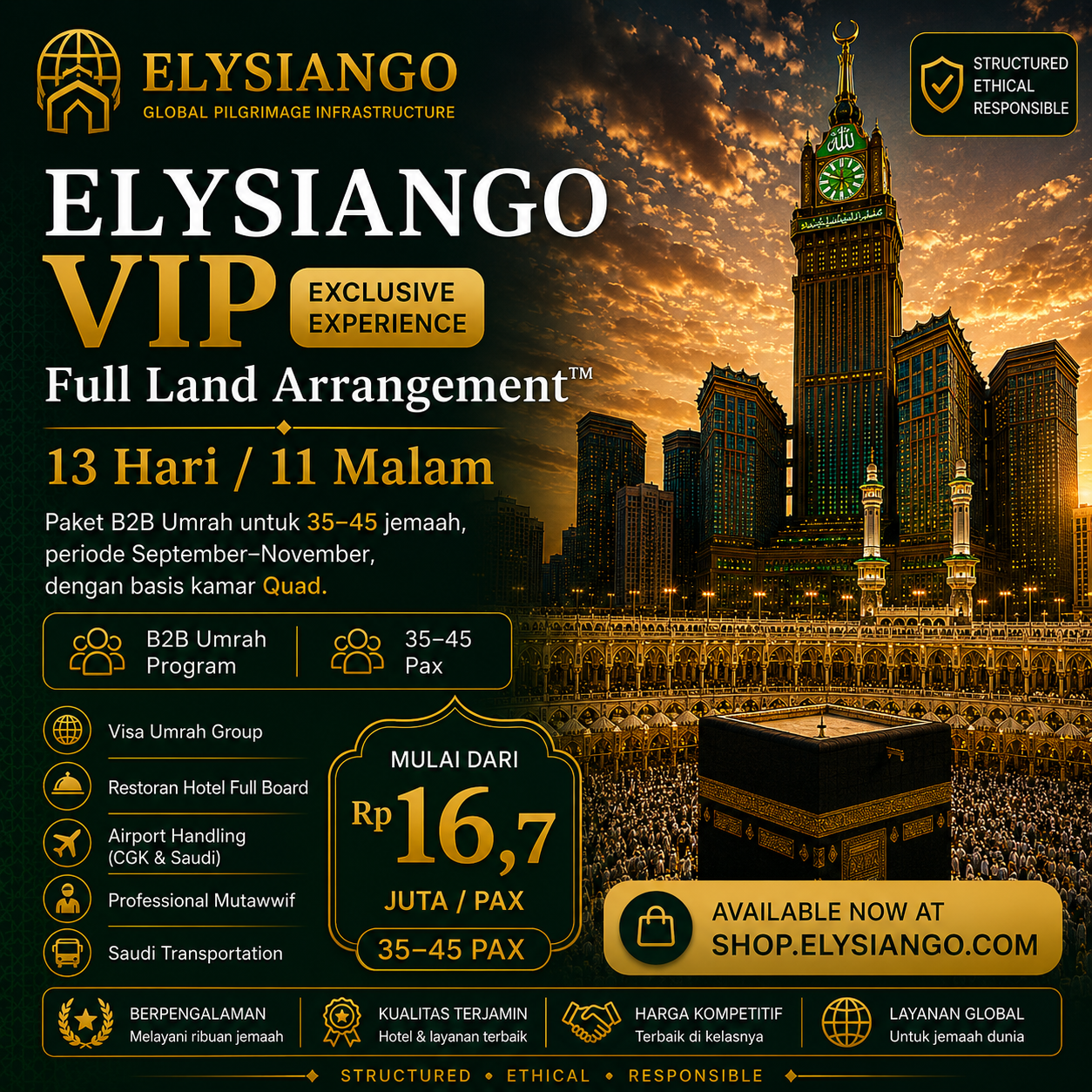 ELYSIANGO VIP Full Land Arrangement™ | 13 Hari / 11 Malam