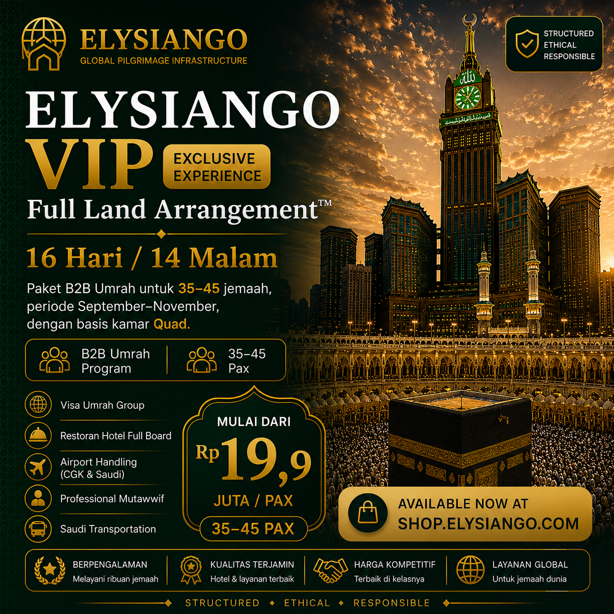 ELYSIANGO VIP Full Land Arrangement™ | 16 Hari / 14 Malam