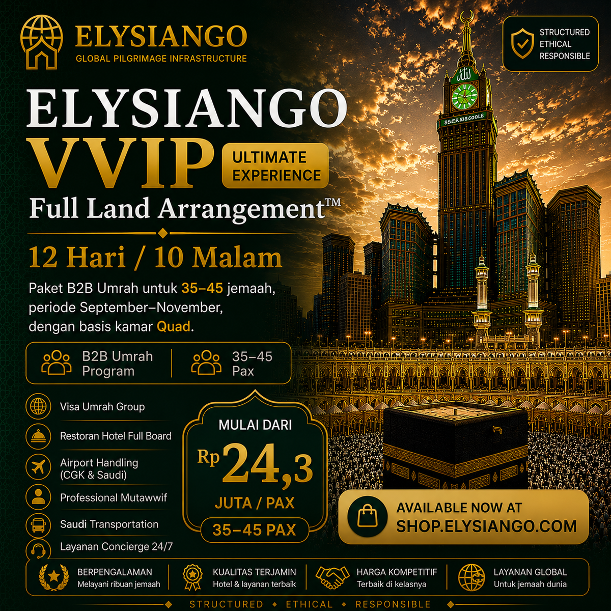 ELYSIANGO VVIP Full Land Arrangement™ | 12 Hari / 10 Malam