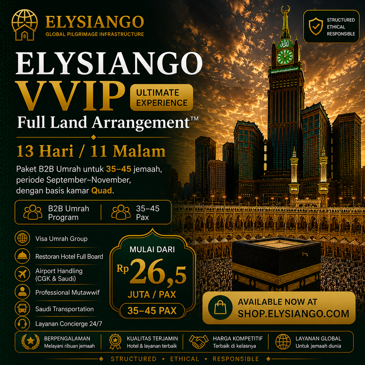 ELYSIANGO VVIP Full Land Arrangement™ | 13 Hari / 11 Malam