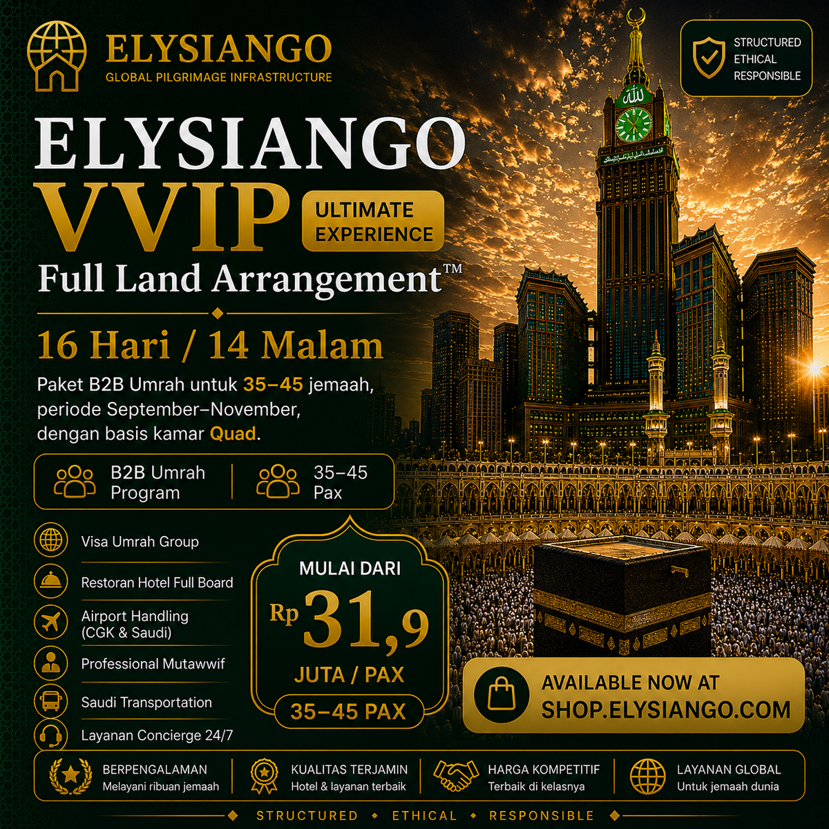 ELYSIANGO VVIP Full Land Arrangement™ | 16 Hari / 14 Malam