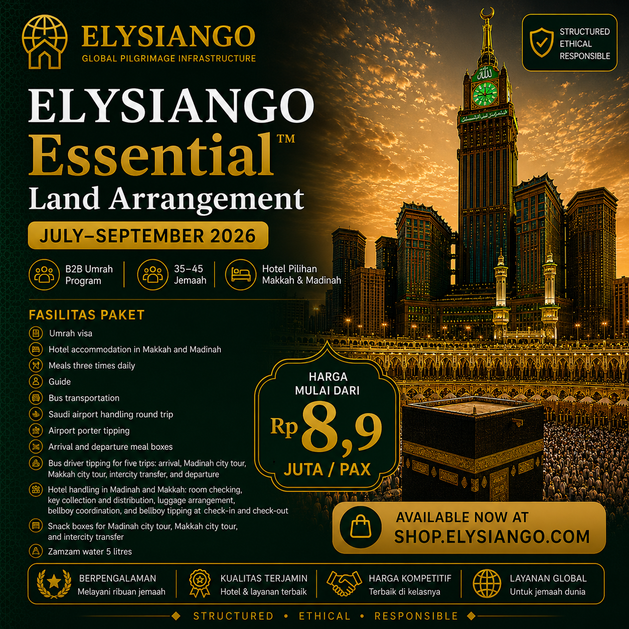 ELYSIANGO Essential™ Land Arrangement July–September 2026