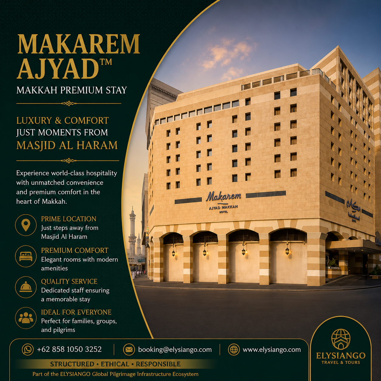 ELYSIANGO Makarem Ajyad™ | Makkah Premium Stay