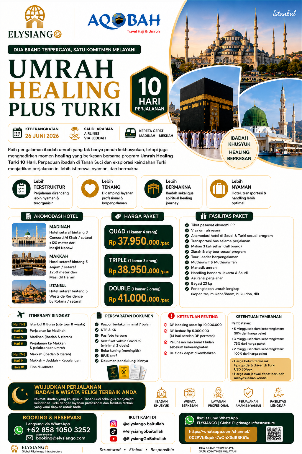 Umrah Healing Plus Turki 10 Hari 2026 | ELYSIANGO ✕ AQOBAH Travel Haji & Umroh