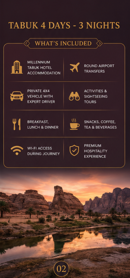 Tabuk 4 Days 3 Nights — Premium Saudi Adventure Experience
